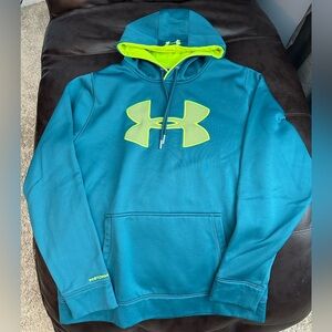 Under Armour Men’s Dri-Fit Hoodie in Teal/Neon Yellow - L